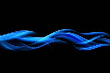 Elegant Dark Blue Fractal Waves Art Abstract Background - obrazy, fototapety, plakaty