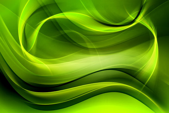 Fototapeta Creative Green Fractal Waves Art Abstract Background
