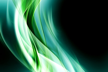 Creative Light Green Fractal Waves Art Abstract Background - obrazy, fototapety, plakaty