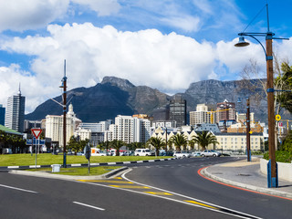 Naklejka premium Cape Town panoramę z Table Mountain w tle, Republika Południowej Afryki