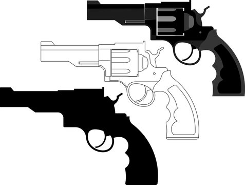 revolver, gun, weapon - vector illustration