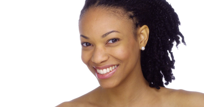 Beautiful black woman showing off her pearly whites
