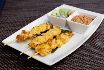 Grilled Pork Satay with Peanut Sauce and Vinegar