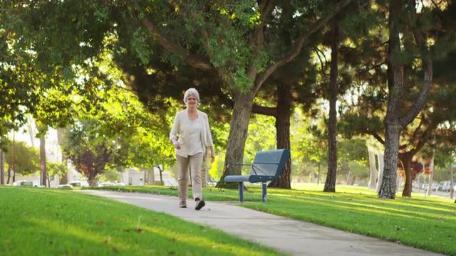 Grandma walking at the park