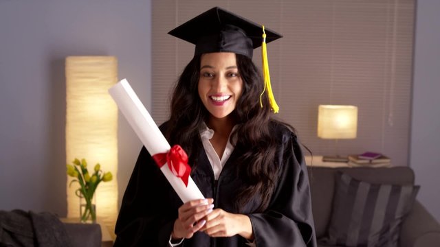 Mexican woman proud of her degree