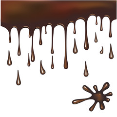 chocolate dripping on white background