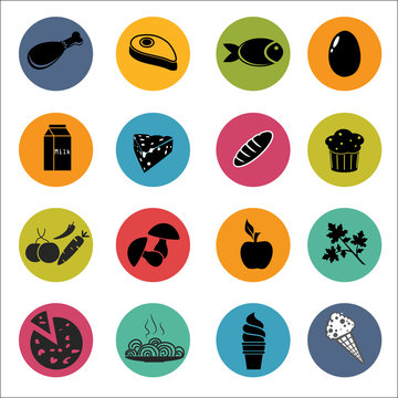colorful Food icon set vector
