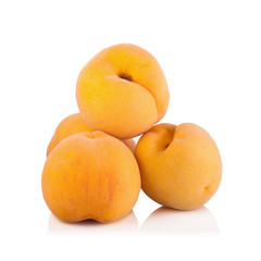 Ripe peach fruit isolated on white background
