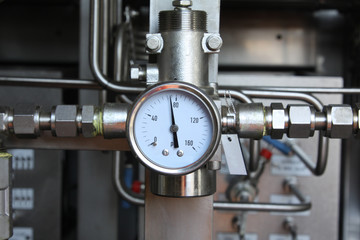Pressure gauge for measuring pressure in the system, Oil and gas process used pressure gauge to monitor pressure condition inside the system