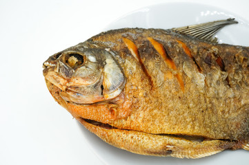 Deep fried pomfret