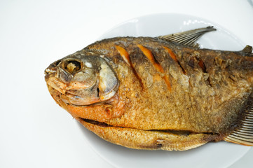 Deep fried pomfret