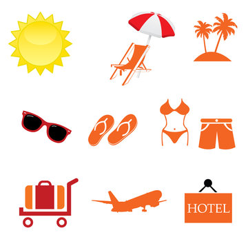 color Summer Icons with White Background vector