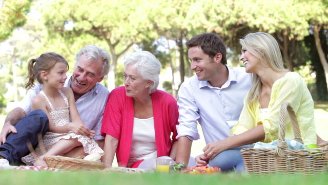 Multi Generation Family Enjoying Picnic Together