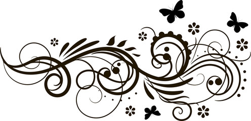 Obrazy na Szkle  Kwiatowy ornament z motylami