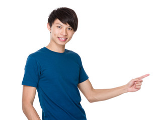 Asian man showing finger up