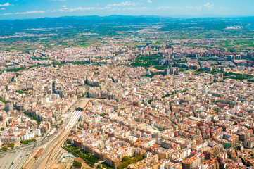 View from airplane on Valencia, Spain