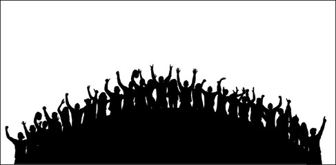 The crowd of fans silhouettes