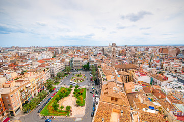 Fototapeta na wymiar View above of Plaza de la Reina in Valencia, Spain