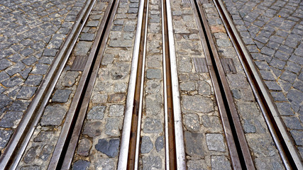 Fototapeta premium Tram way in lisbon