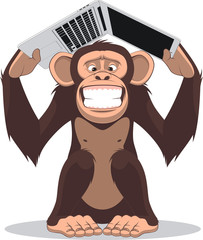 Obraz premium Monkey and computer