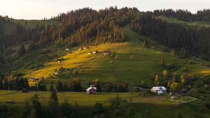 Fototapeta na wymiar Evening landscape in summer time in mountains