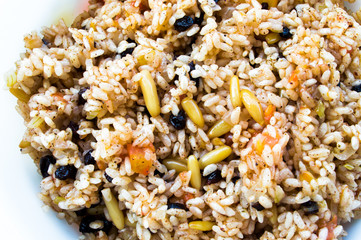 Traditional spicy food pilaf, seasoned rice