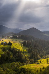 Evening landscape in summer time in mountains