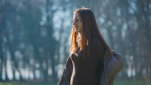 Undressing jacket on a sunny day