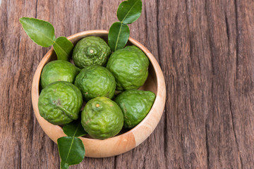 Bergamot on wooden background