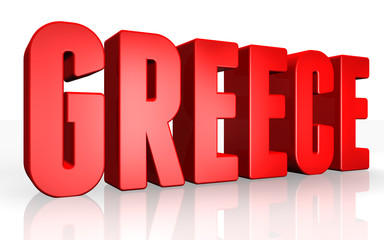 3D greece text on white background