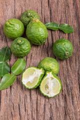 Bergamot on wooden background