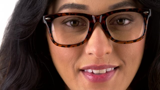 Pretty Mexican woman wearing glasses