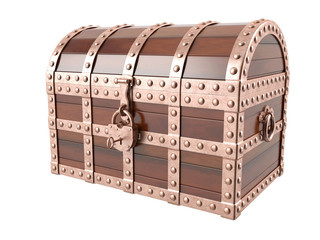 Treasure chest on white background. 3D image