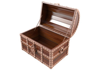 Treasure chest on white background. 3D image