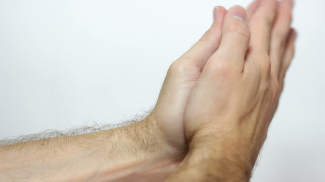 Hand and wrist exercise on white background