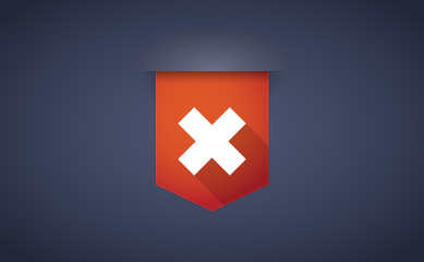 Obraz premium long shadow ribbon icon with an x sign