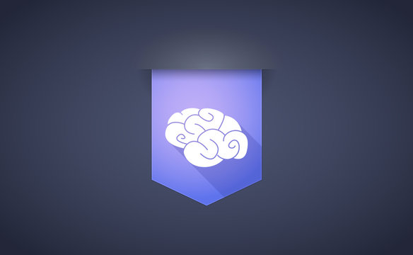 long shadow ribbon icon with a brain