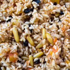 Traditional spicy food pilaf, seasoned rice