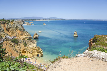 Praia Do Camilo and Atlantic Ocean view in Lagos , Algarve, Portugal