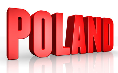 3D poland text on white background