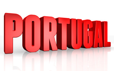 3D portugal text on white background