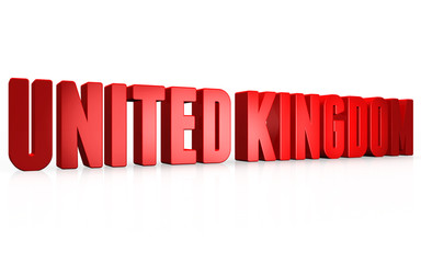 3D united kingdom text on white background