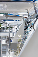 Winches and ropes, sailing yacht detail