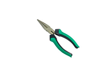 Fototapeta premium green pliers on a white background. 