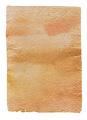 A piece of old parchment paper on white background