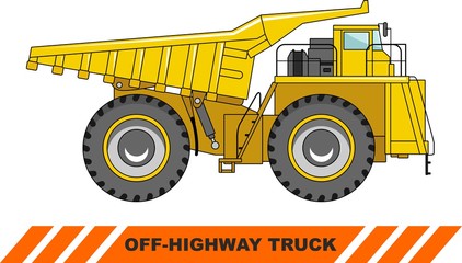 Off-highway truck. Heavy mining truck. Vector illustration.