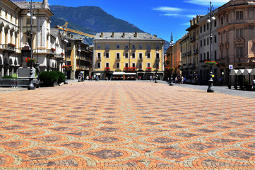 Aosta town square - obrazy, fototapety, plakaty