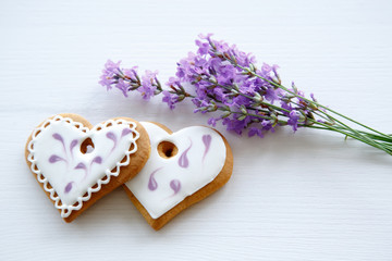 Pair of the cookies in shape of heart