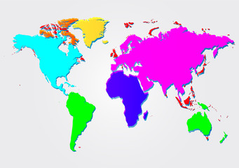 Fototapeta premium Multicolored world map vector illustration