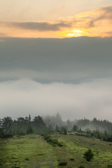 Fototapeta premium Amazing mountain landscape with fog